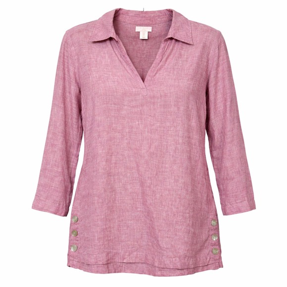 St. Tropez Tops - St. Tropez Linen Coastal Minamilist Tunic Top Womens Size S Timeless Resortcore